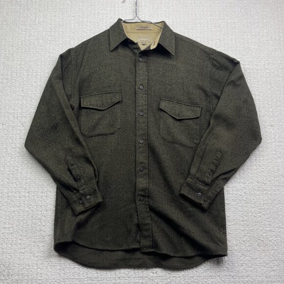 Natural Issue Rugged Wear Heavy Flannel Dark Green Shirt Men Sz M Long Sleeve - Picture 1 of 16
